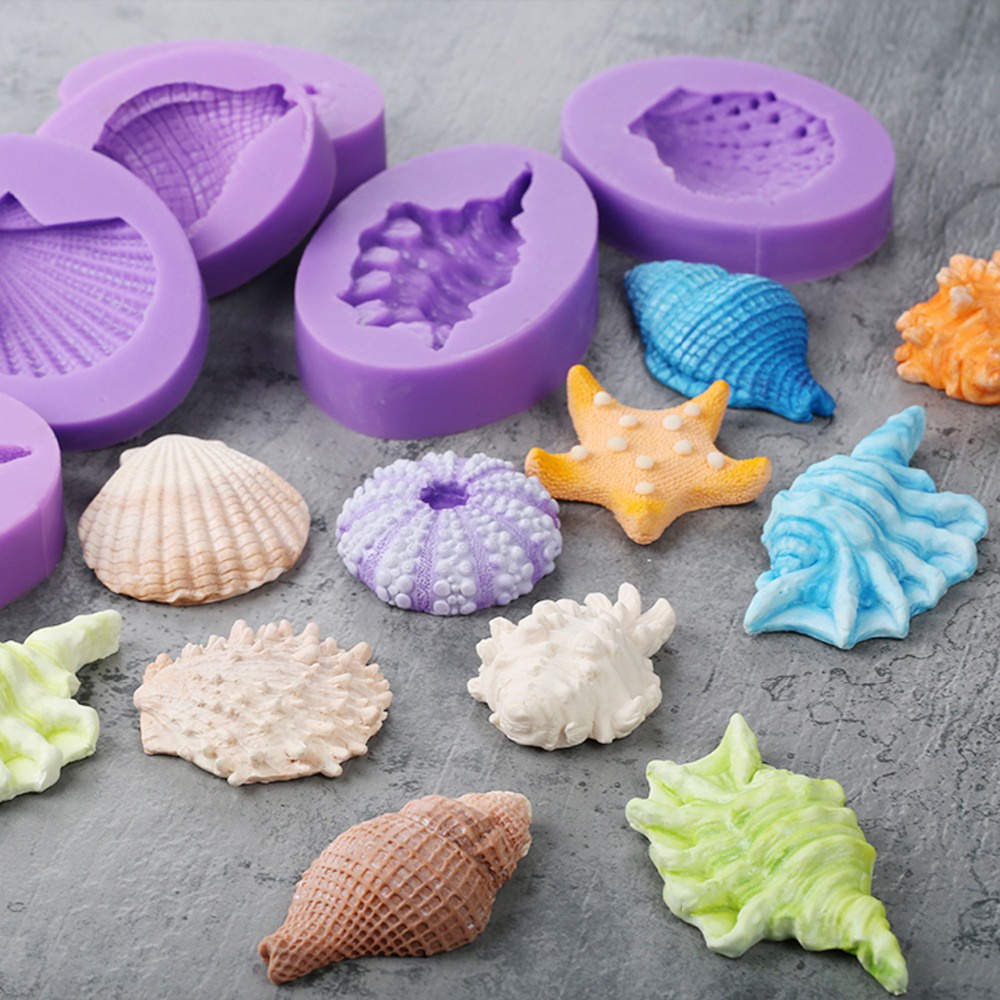 Khuôn Silicone Tạo Hình Làm Bánh Kẹo/Xà Phòng Hình Vỏ Sò 3D DIY