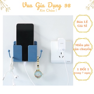 Kệ dán tường để điện thoại, remote có móc treo