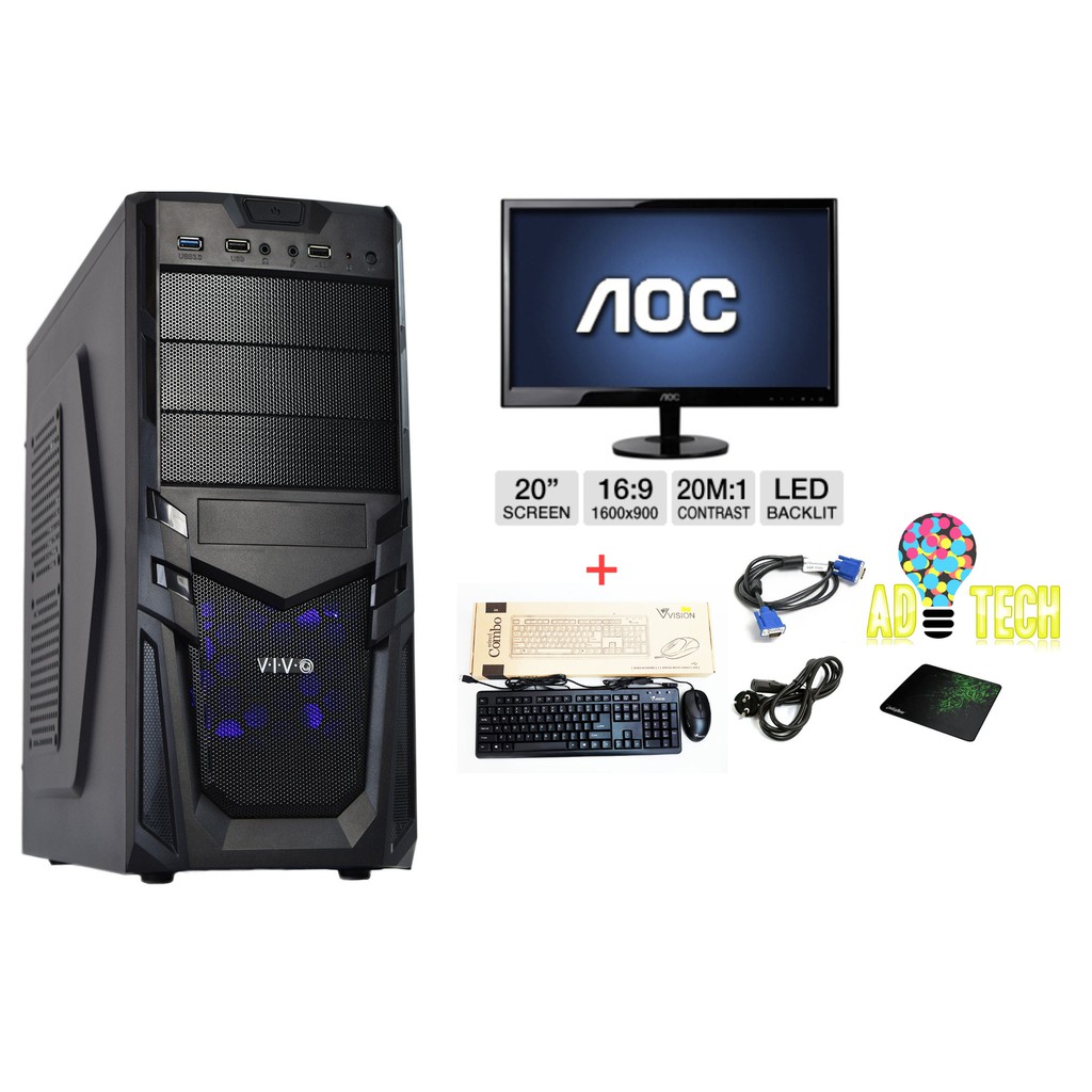 Bộ Máy Tính Để Bàn XADA6L màn hình 19/20 inch có 2 DVD rewrite