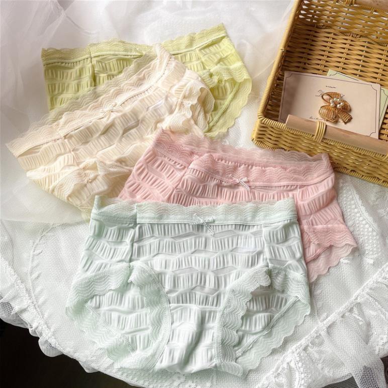 Quần Lót Đúc Su Nhún 2 Lớp Siêu Mềm Mịn Thông Hơi Thoáng Khí Phối Viền Ren Tông Màu Pastel 676