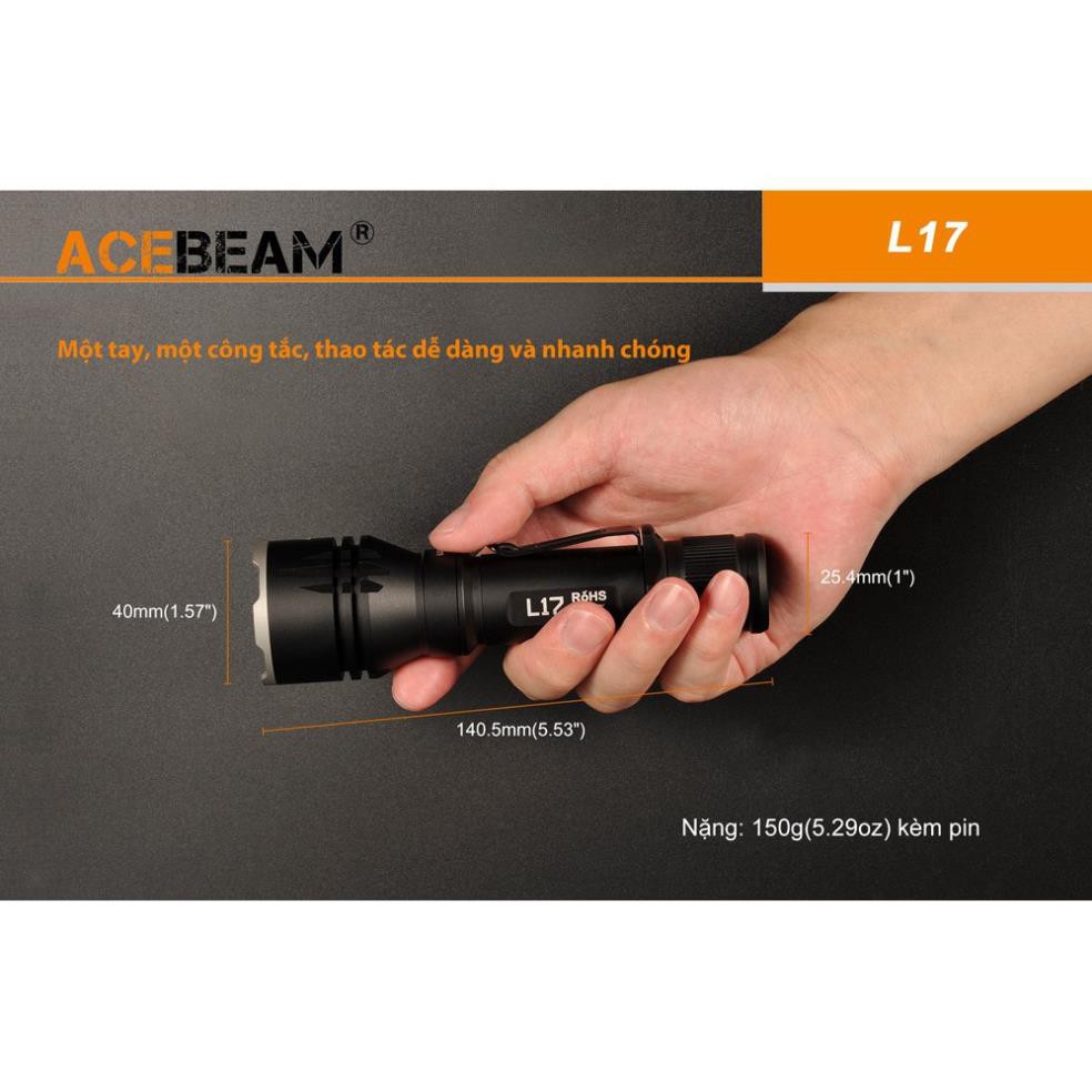 [SIÊU SÁNG] [SIÊU XA] Đèn pin và đèn sạc ACEBEAM L17 Đèn pin chiếu xa nhỏ gọn ACEBEAM L17 sáng trắng 1400 lumen xa 802 m