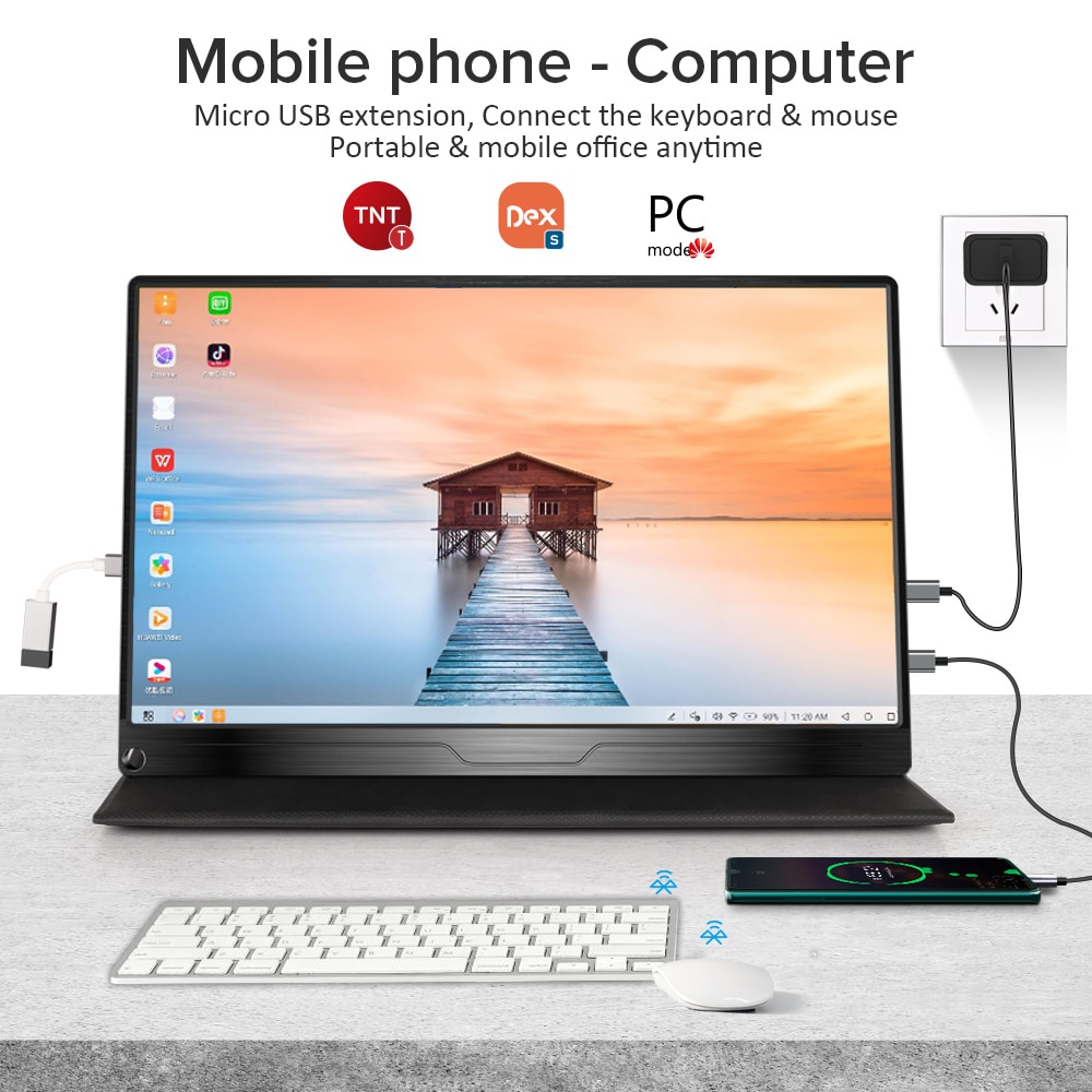 Monitors✢﹍UPERFECT 17.3 inch Màn hình di động Hẹp Bên hông Máy tính Mở rộng 1080p USB Loại C Màn hình Ps4 Chuyển mạch Xb