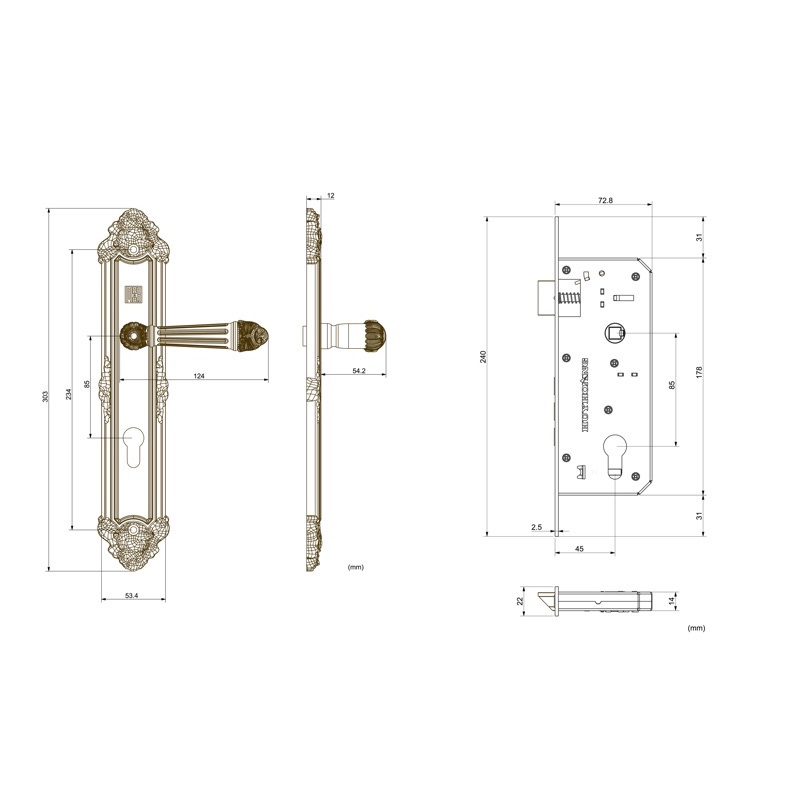 [Mẫu Mới 2022 Thân Inox] KHÓA TAY GẠT BẰNG ĐỒNG HC8526 Thân Inox (CỬA CHÍNH)