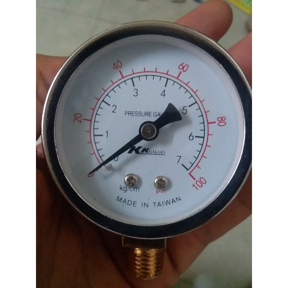 Đồng hồ áp suất KK 5kg-10kg-16kg- 20kg/cm2, mặt kính 63mm, chân ren 13mm