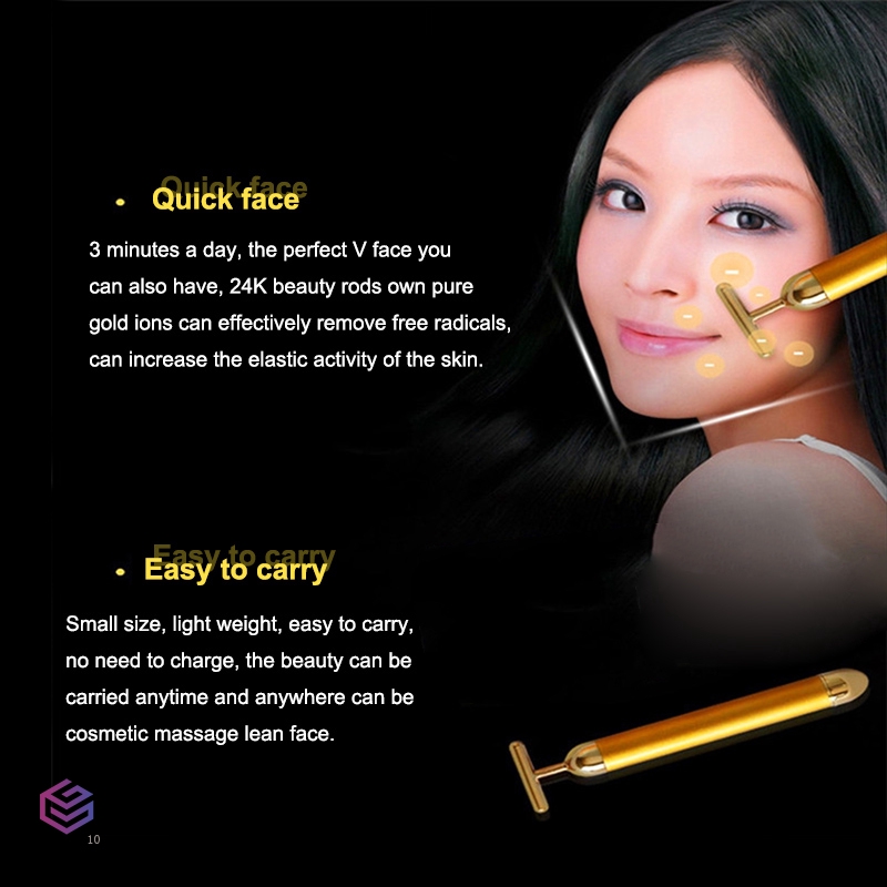 Máy mát xa da mặt vàng 24K dạng rung làm săn chắc da ngăn ngừa nếp nhăn tiện lợi