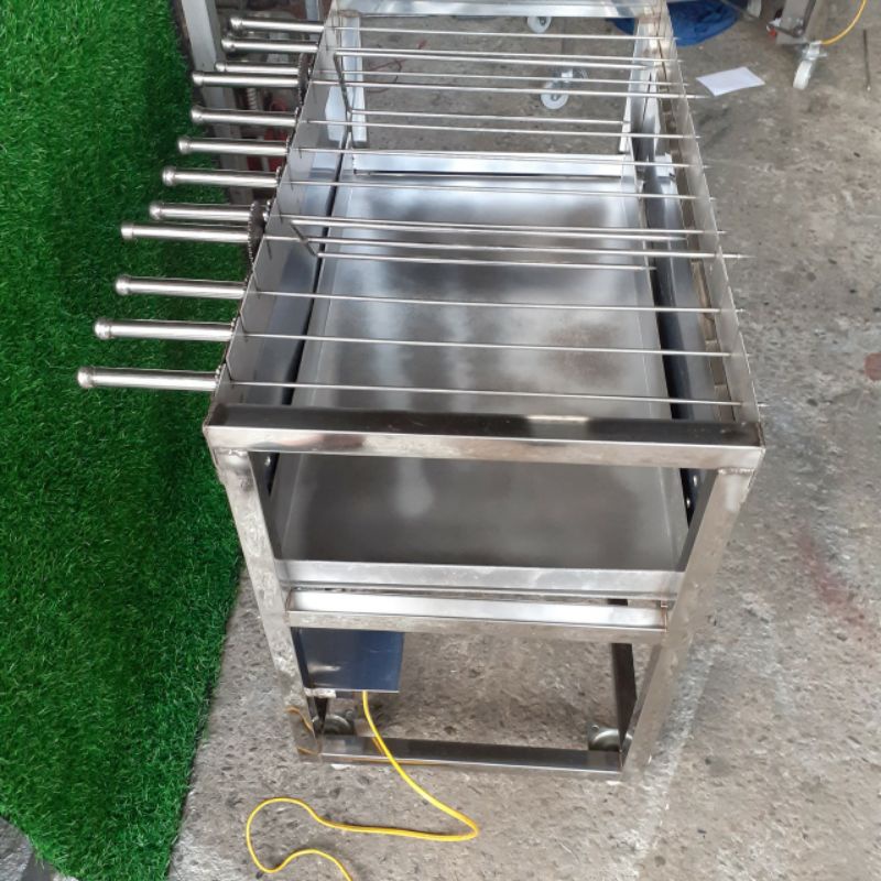 Máy nướng thịt, chả, gà vịt, quay tự động 12 xiên_ máy nướng khung inox