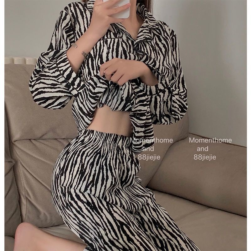 100% high-end pajamas women spring and autumn Korean version students ladies large summer home clothes cows suits month clothes