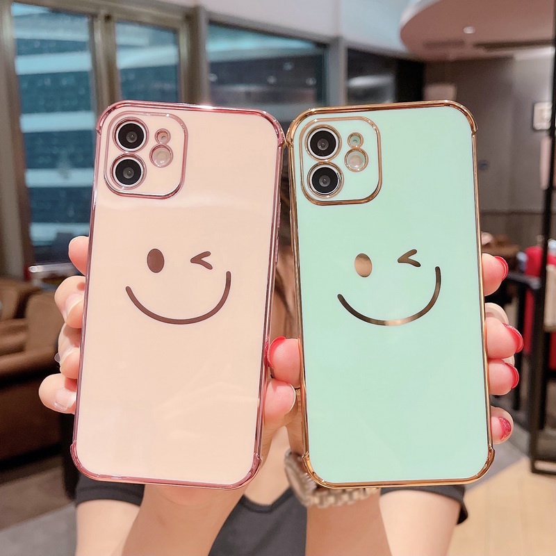 Ốp Điện Thoại Dẻo Tráng Gương Siêu Mỏng Họa Tiết Mặt Cười Cho iPhone 14 13 12 11 Pro Max XS XR X 8 7 Plus + SE 2020
