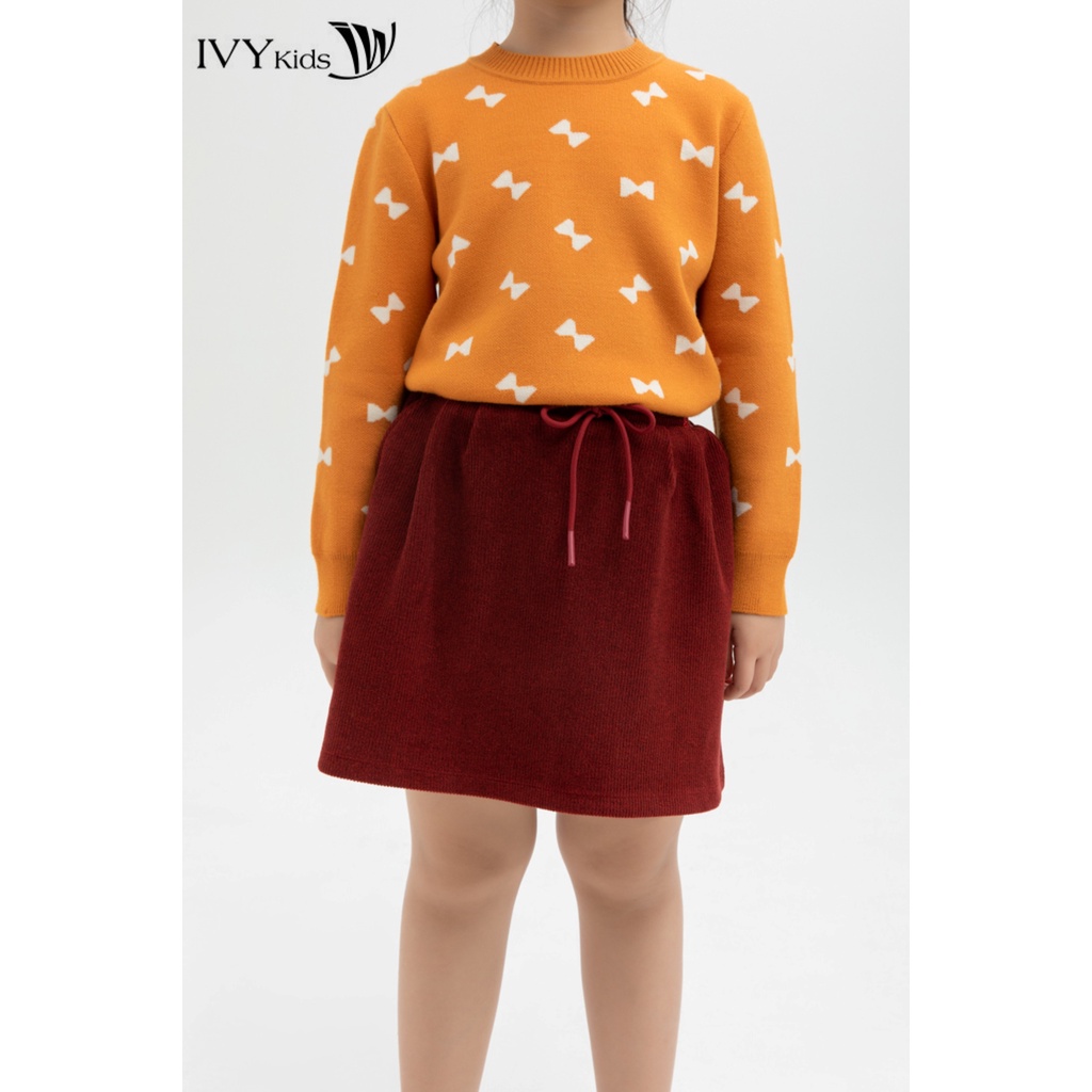 Áo len nơ cổ tròn bé gái IVY moda MS 58G0785
