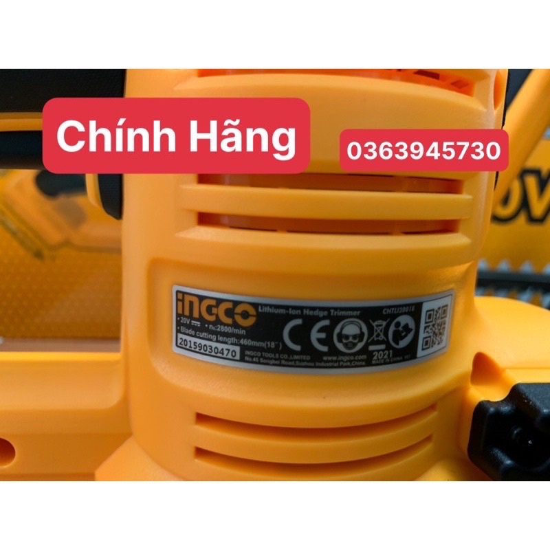 INGCO Máy cắt tỉa hàng rào dùng pin Lithium 20V CHTLI20018