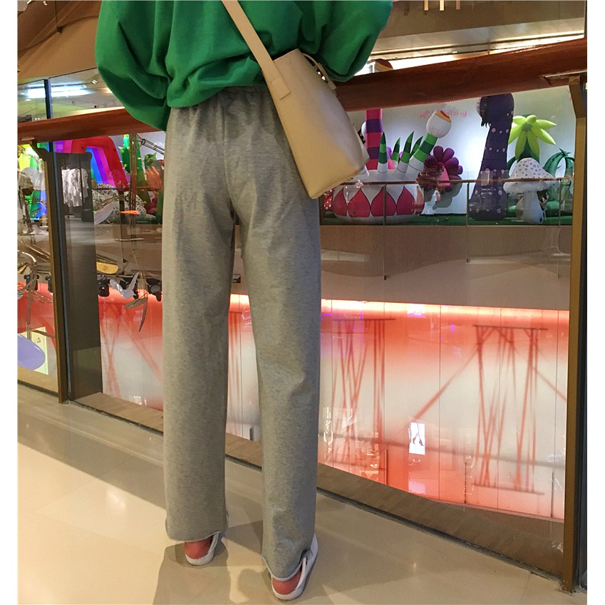 Quần Ống Rộng Nữ Hai Màu Basic - Quần Thun Dài Trơn Nam Nữ Ống Rộng Dáng Suông Ulzzang QD13 | BigBuy360 - bigbuy360.vn