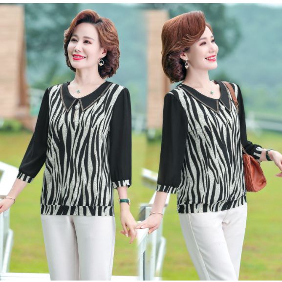 (HÀNG SẴN) Áo Sơ Mi Họa Tiết Thời Trang Cho Mẹ SM78 - Hàng Quảng Châu Cao Cấp