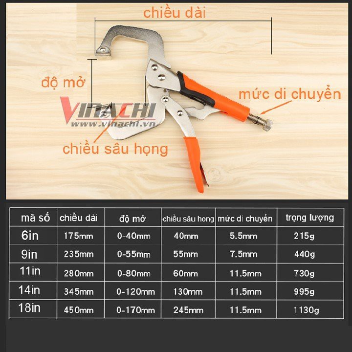 Kẹp Nhanh Chữ C MYTECH - Cảo Kẹp Nhanh Chữ C, Ê Tô Kẹp Gỗ - 1 CÁI