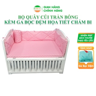 Bộ Quây Cũi Trần Bông Kèm Ga Bọc Đệm GOLDCAT Chất Cotton Mềm Mịn Họa Tiết Chấm Bi Nhiều Kích Thước