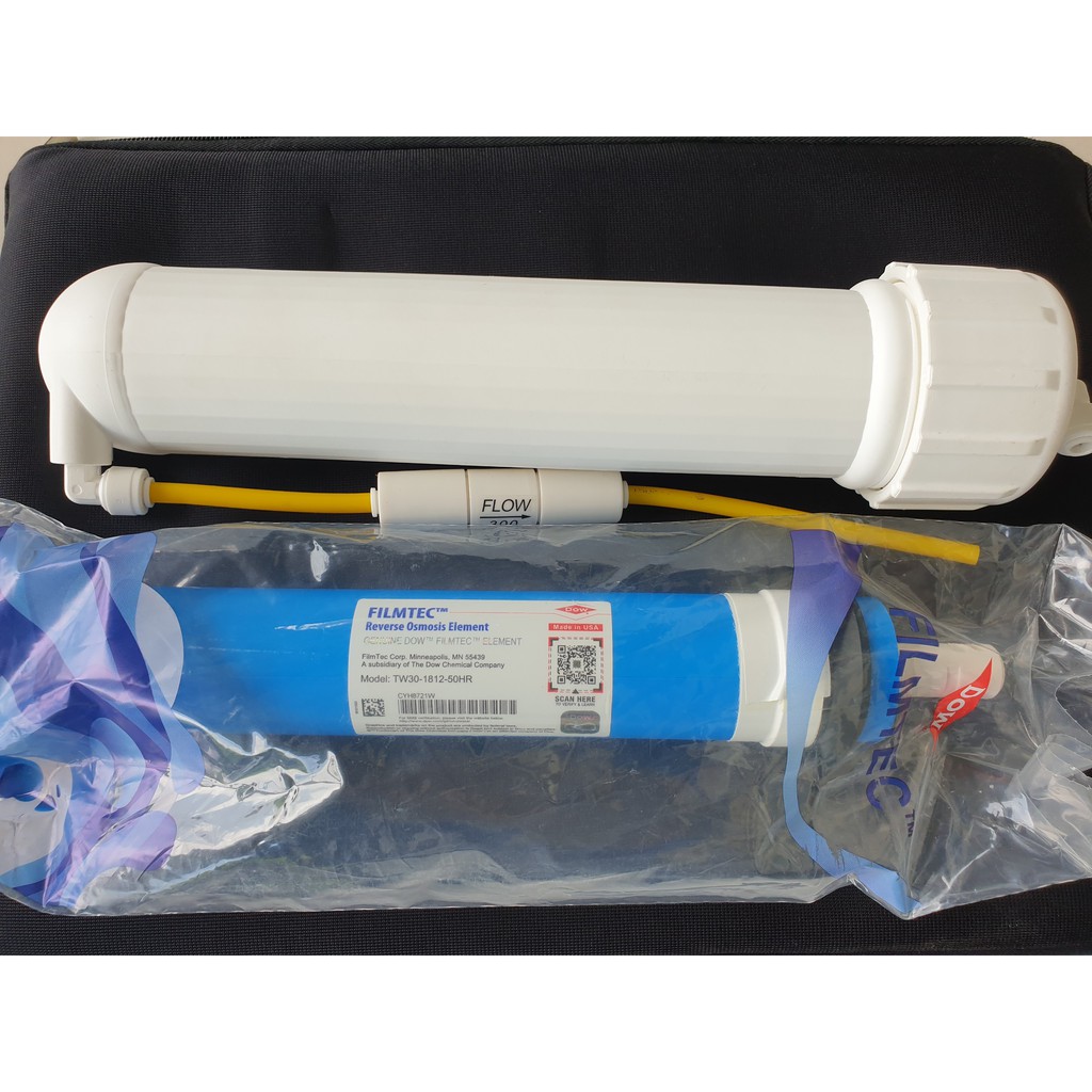 Bộ Vỏ màng lọc RO Trắng kèm Màng RO Dow Filmtec™, co, van 1 chiều, van xả flow 300