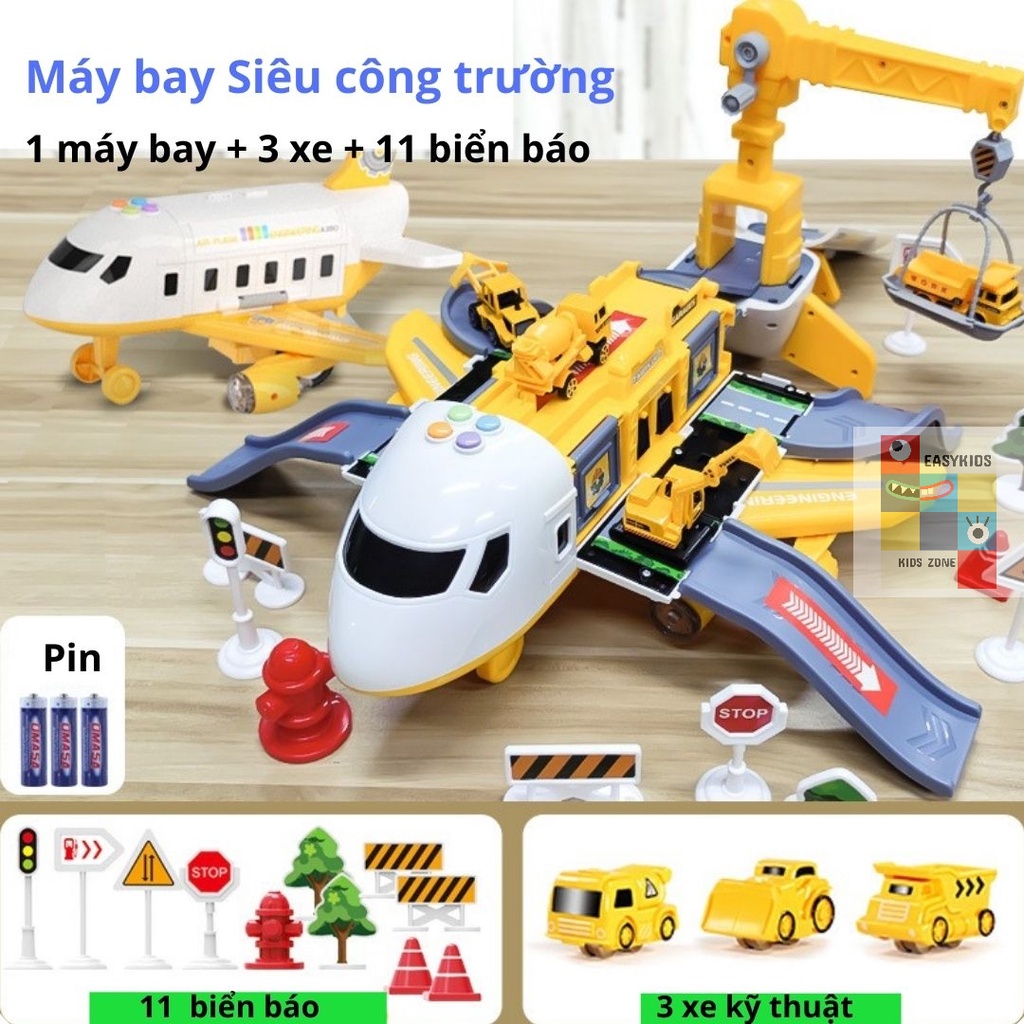 Đồ chơi máy bay, máy bay trẻ em biến hình có âm thanh, ánh sáng, đa chức năng