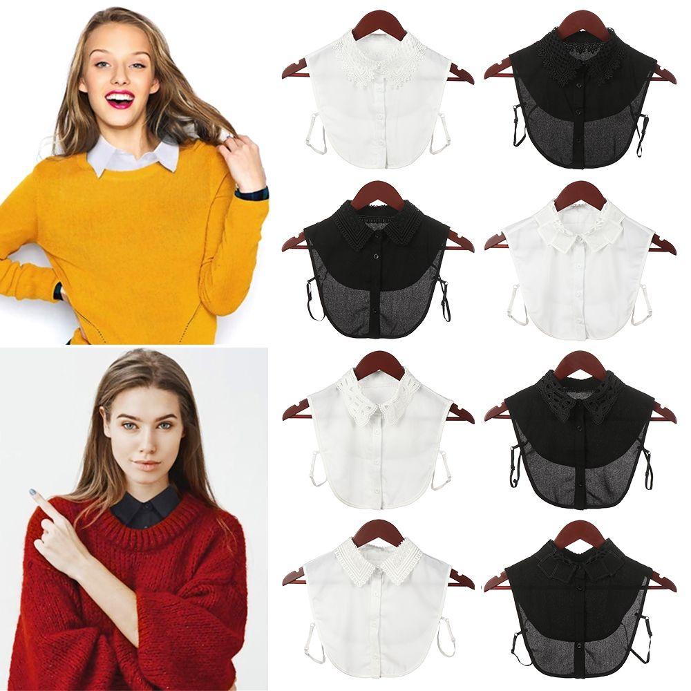 Cổ Áo Sơ Mi Giả Màu Trắng Đen Tháo Rời Được Thời Trang