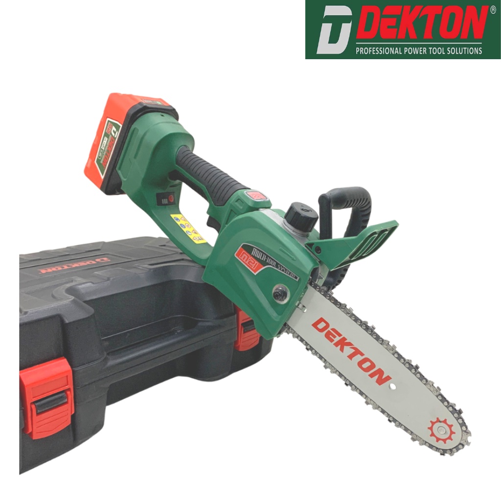 Máy Cưa Xích Dekton M21-CS08BL Dùng Pin 21V bơm dầu từ động - Cưa xích pin không chổi than Dekton