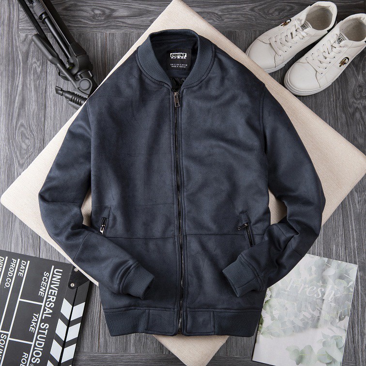 Áo Khoác Nam Bomber Da Lộn Chất Siêu Dày Xịn Xò 4 Màu Thời Trang AKBM