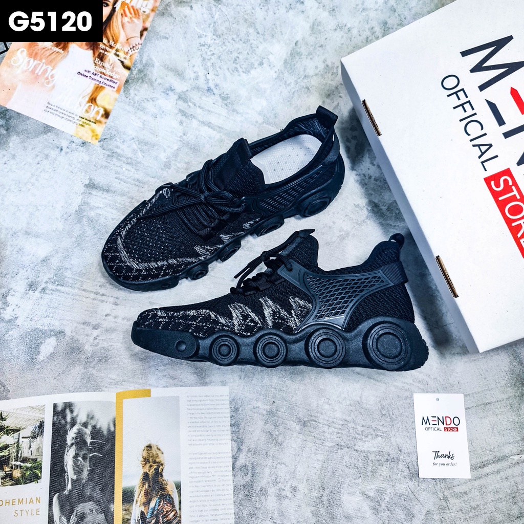 Giày Thể Thao Nam MENDO - Giày Sneaker Màu Đen - Kaki, Giày Thể Thao Vải Thoáng Khí, Đế Cao - G5125