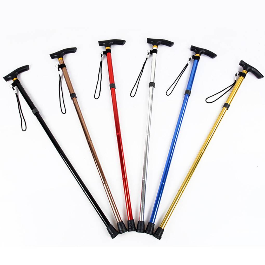 [GLOBAL] Adjustable Collapsible Canes Portable Walking Aid Sticks for Seniors with Cushion Handle for Outdoor Trekking