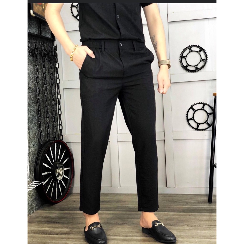 Quần Dài Nam Đũi Ống Suông, Cạp Chun ,Khuy Cài Chất Thoáng mát ,Sang Trọng Đi làm đi chơi đều đẹp