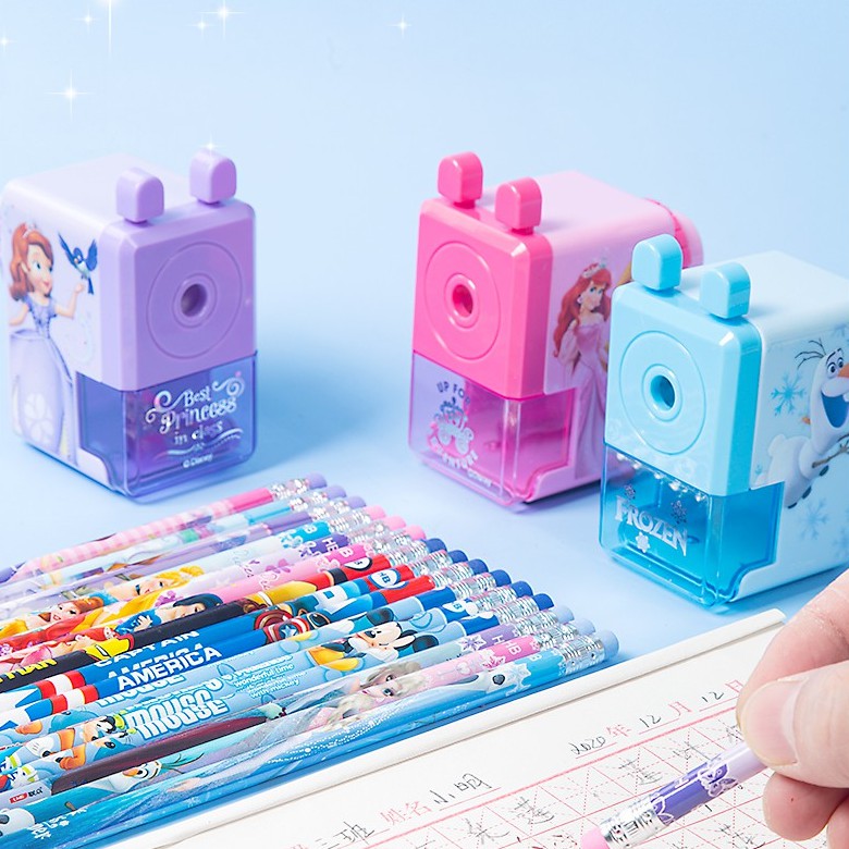 DISNEY Set 30 cây bút chì, hộp bút chì gỗ in hoạt hình, cây viết chì HB có tẩy cho bé