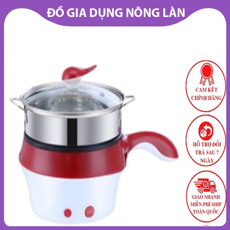 Nồi nấu mì mini có tay cầm NL Shop, nồi hấp 2 tầng, ca nấu siêu tốc đa năng, ca nấu mì bằng điện không khói