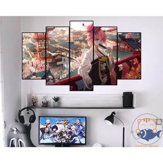 Tranh dán tường decor góc gaming - honkai impact - bộ 3