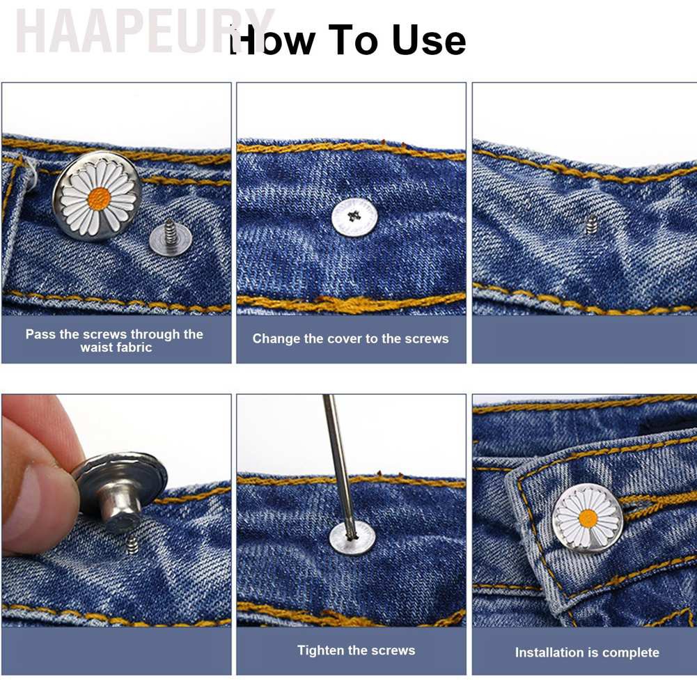 Haapeury Jeans Button Kit Instant Nail‑Free No Sewing Needed Adjustable Waistline Craft Supplies