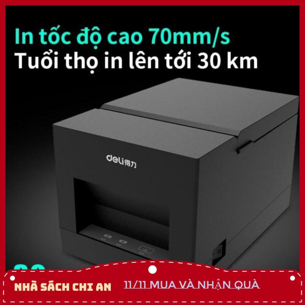 Máy in hóa đơn nhiệt Deli - màu đen - dòng PWs hỗ trợ kết nối bluetooth không dây