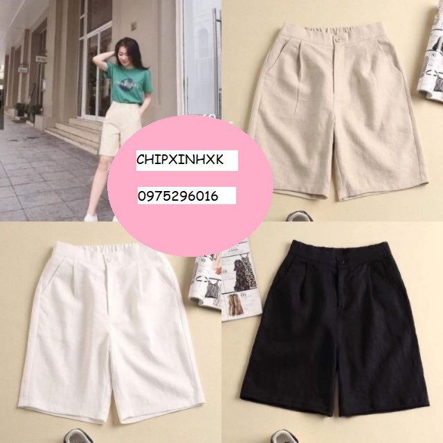 Quần short CHIPXINHXK chất đũi xước Hàn, phối khuy giả trước