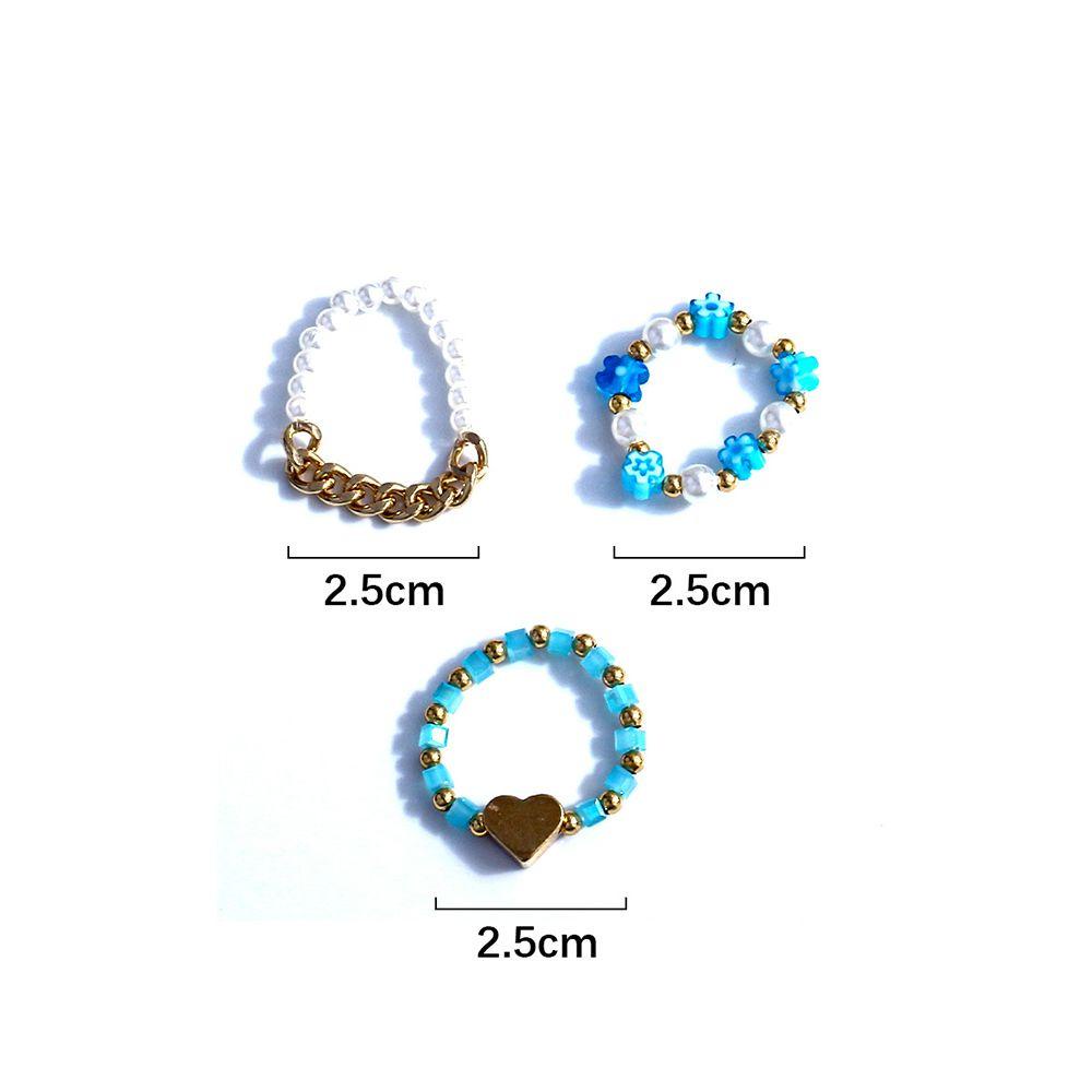 PRESTON Nhẫn Acrylic Hình Hoa Đính Hạt Phong Cách Bohemian Hàn Quốc Ngọt Ngào Cho Nữ