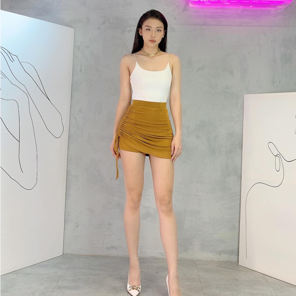 Chân Váy Nhún Nữ BUSY Cotton Thun Nhúng Co Giãn CVN