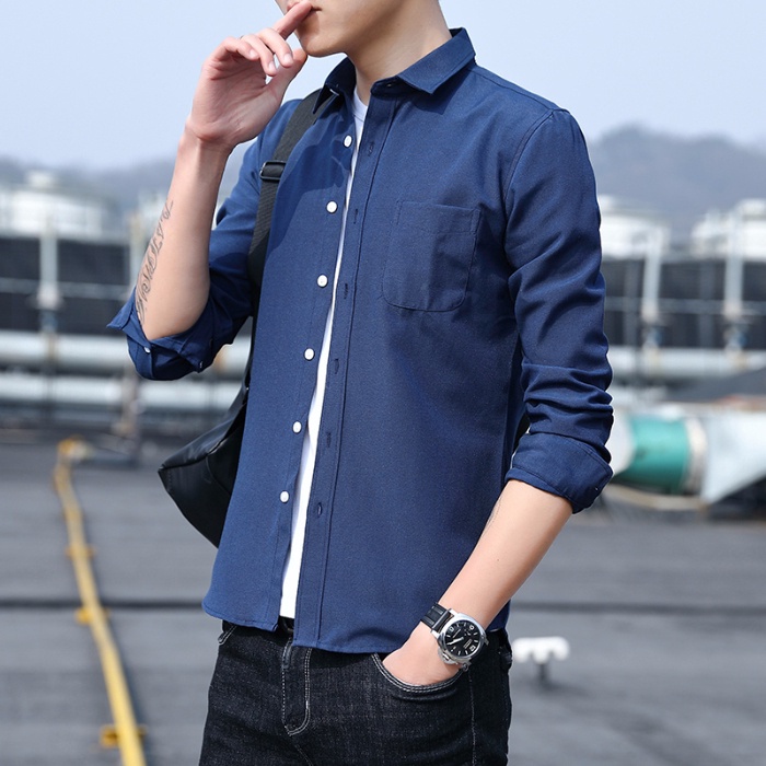 Nam giới Cổ áo nhỏ Chuyên nghiệp sơ mi trắng Dài tay Phỏng vấn Trang phục Công sở trọng Thông thường