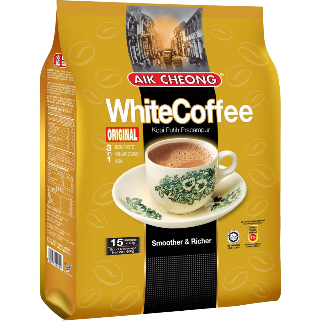 Cà phê trắng white coffee 3 in 1 Cafe gói Malaysia Aik Cheong 15 GÓI X 40G SÀI GÒN ĐẶC SẢN