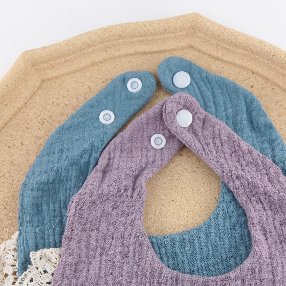 1 Bộ Yếm Ăn Cotton Nhăn Không Thấm Nước Hai Lớp Có Thể Điều Chỉnh Cho Bé Sơ Sinh