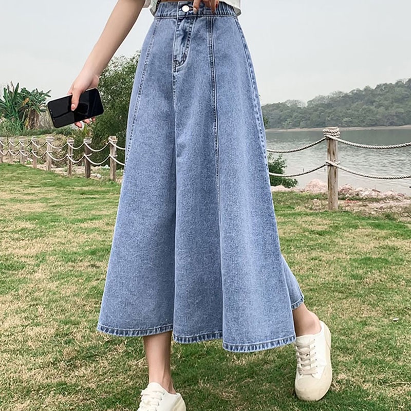 Chân váy jean IELGY dáng chữ A lưng cao thời trang cho nữ