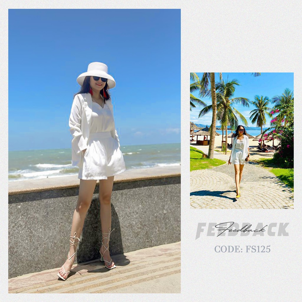 Set vest nữ | Áo vest nữ, Quần short màu trắng IFY Design FS125