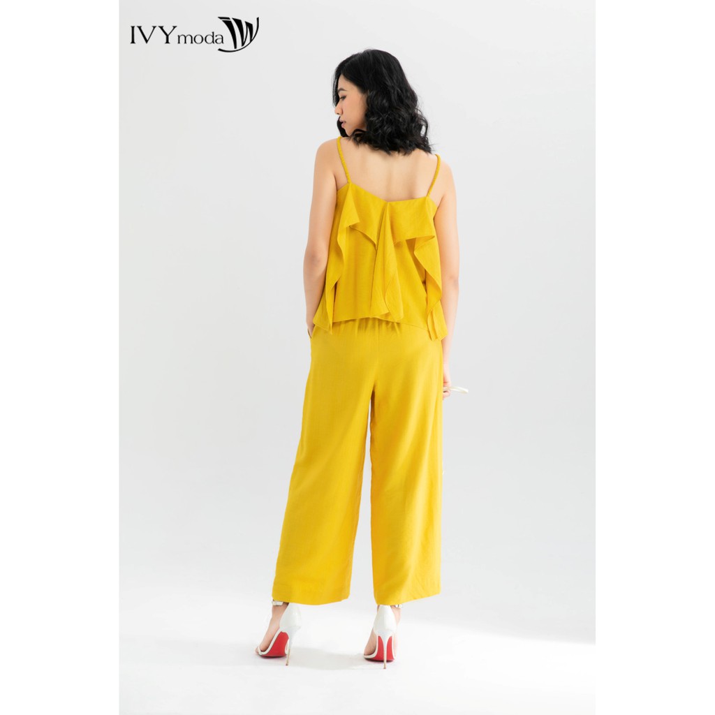 Quần linen nữ ống suông IVY moda MS 22B8700