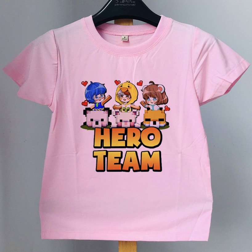 [Mã FAMAYFA2 giảm 10K đơn 50K] Áo thun bé gái Hero team màu hồng