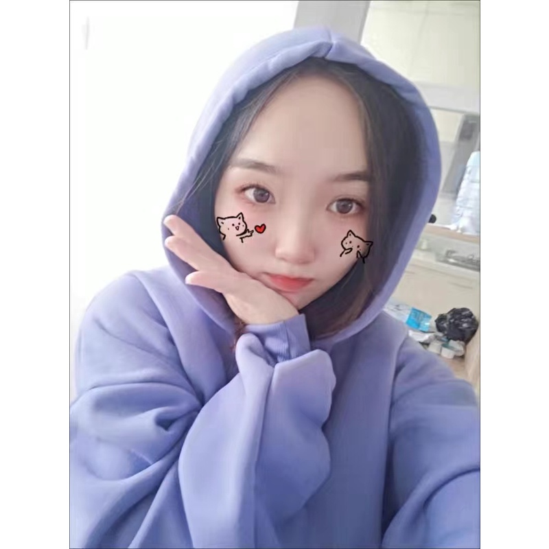 Đầm hoodie tay dài dáng rộng phong cách thu đông thời trang dễ thương cho nữ