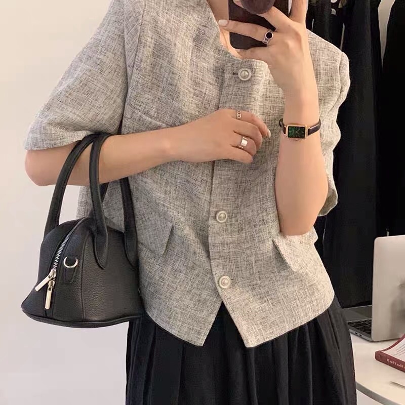 Áo dạ khoác dạ sweet tiểu thư màu tím chảnh