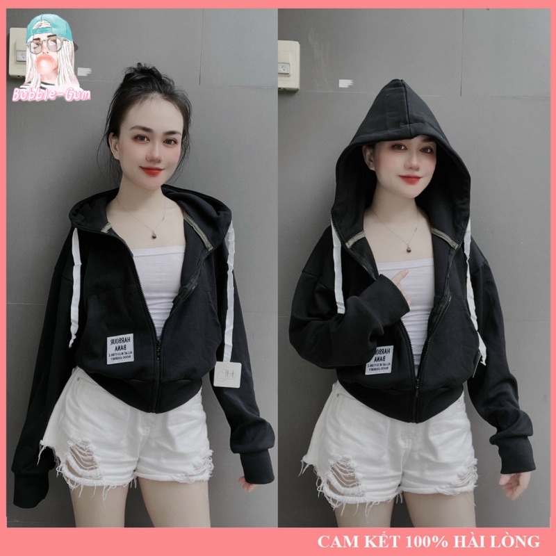 Áo Khoác Nữ Lửng Chất Liệu Thun Da Cá Thêu Logo Cao Cấp Freesize Dưới 68kg Bubble Gum