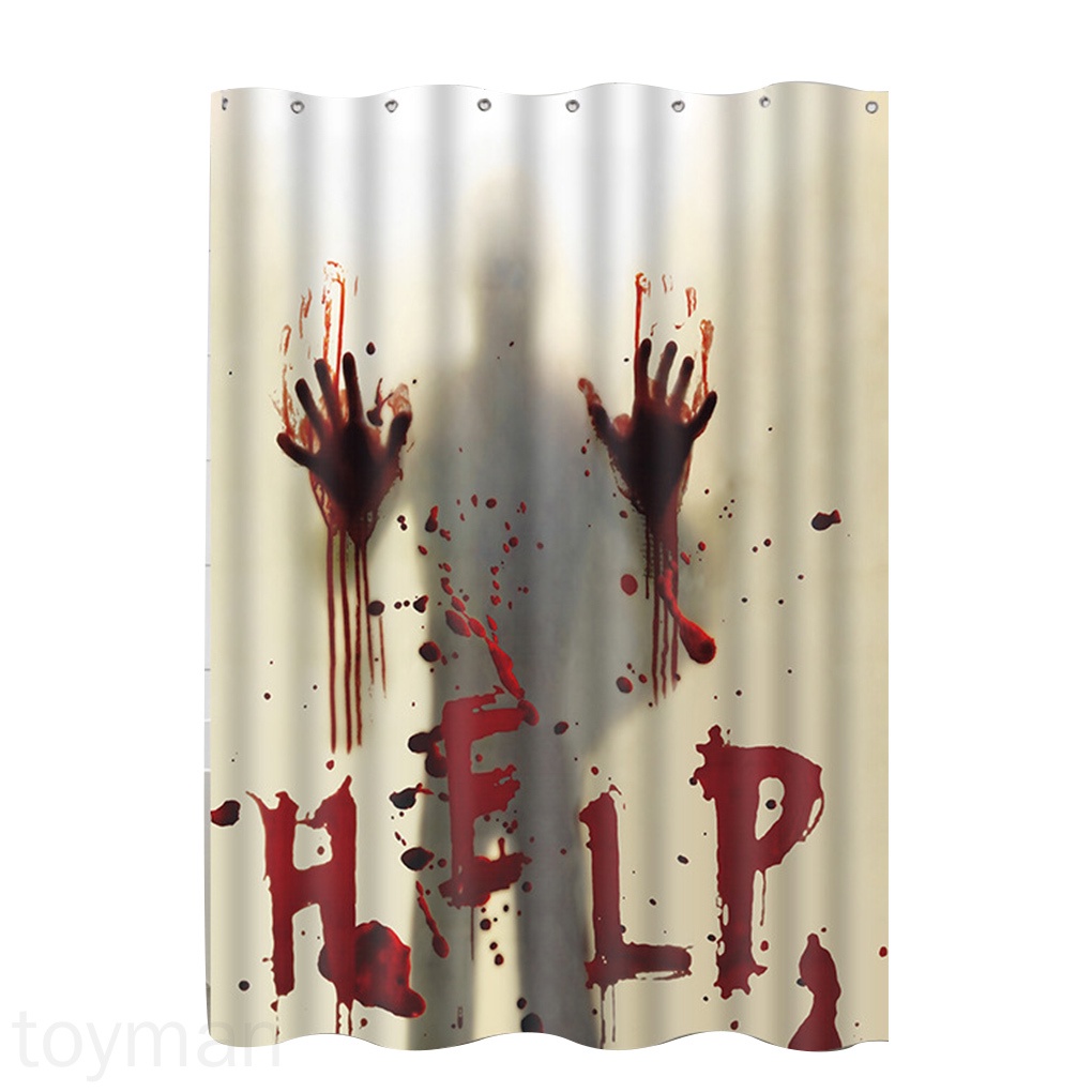 Halloween Themed Shower Curtain Bathroom Shower Bathing Bloody Drape Holiday Scary Decoration toyman