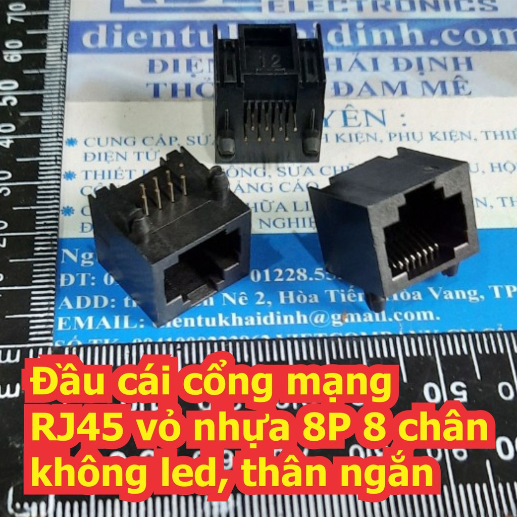 10 cái Đầu cái cổng mạng RJ45 vỏ nhựa 8P 8 chân, không led, thân ngắn kde7086