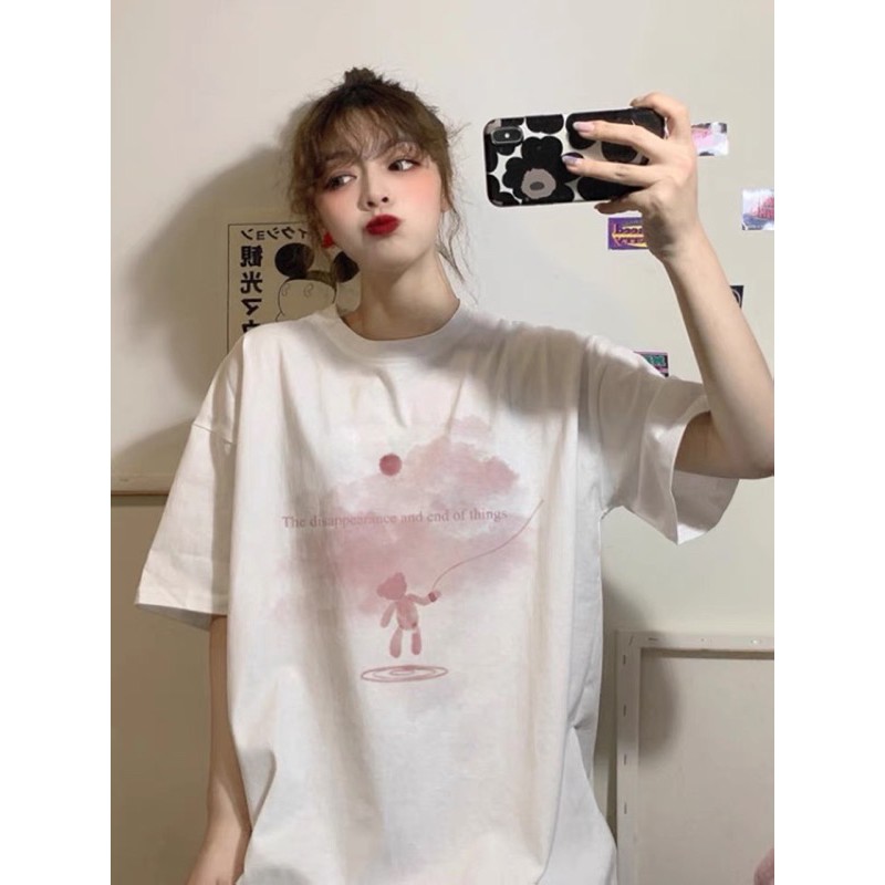 [ Ảnh thật + video] Áo thun tay lỡ, áo phông freesize oversize hình gấu unisex hai màu đen, trắng | BigBuy360 - bigbuy360.vn