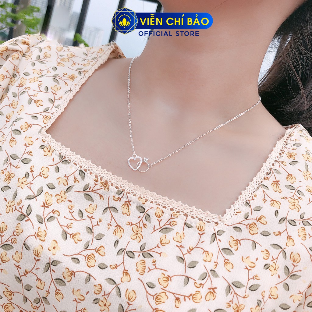 Dây chuyền bạc nữ mặt nhẫn trái tim chất liệu bạc 925 thời trang phụ kiện trang sức nữ Viễn Chí Bảo D400231