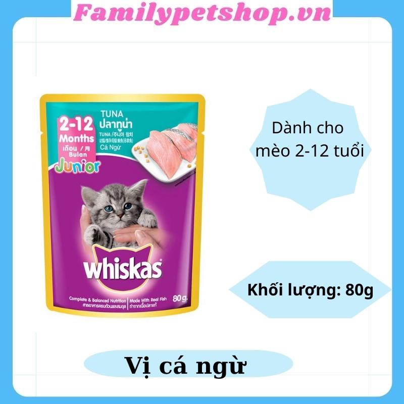 Pate Whiskas cho mèo con-pate cho mèo trưởng thành gói 80g nhiều vị-familypetshop.vn