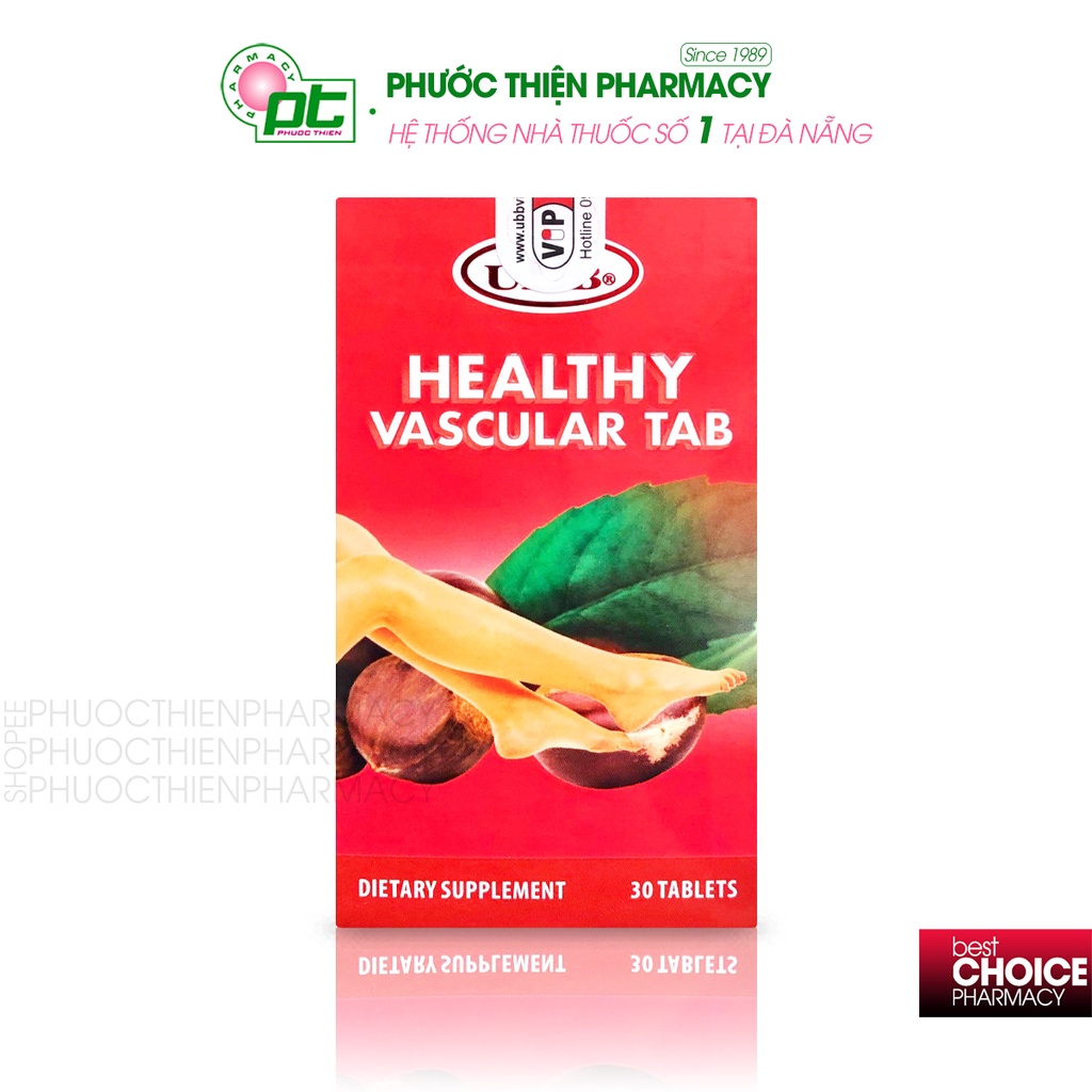 Viên uống hỗ trợ ngăn ngừa suy giãn tĩnh mạch chân, co búi trĩ Ubb Healthy Vascular Tab 30 Viên